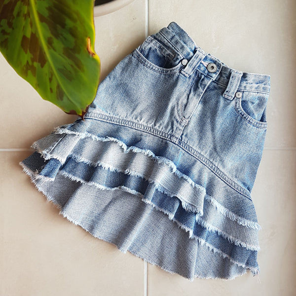 Bezaubernder Vintage-Jeansrock mit Rüschen - 2 Jahre  (92/94 cm)
