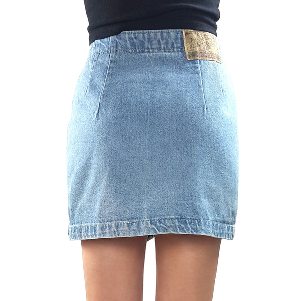 Button-up denim mini-skirt - size 36